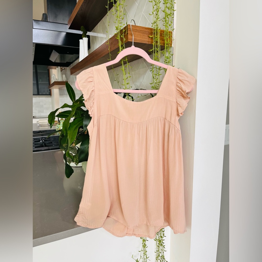 Pleione Blush Pink Ruffle Blouse NWT - Picture 2 of 4